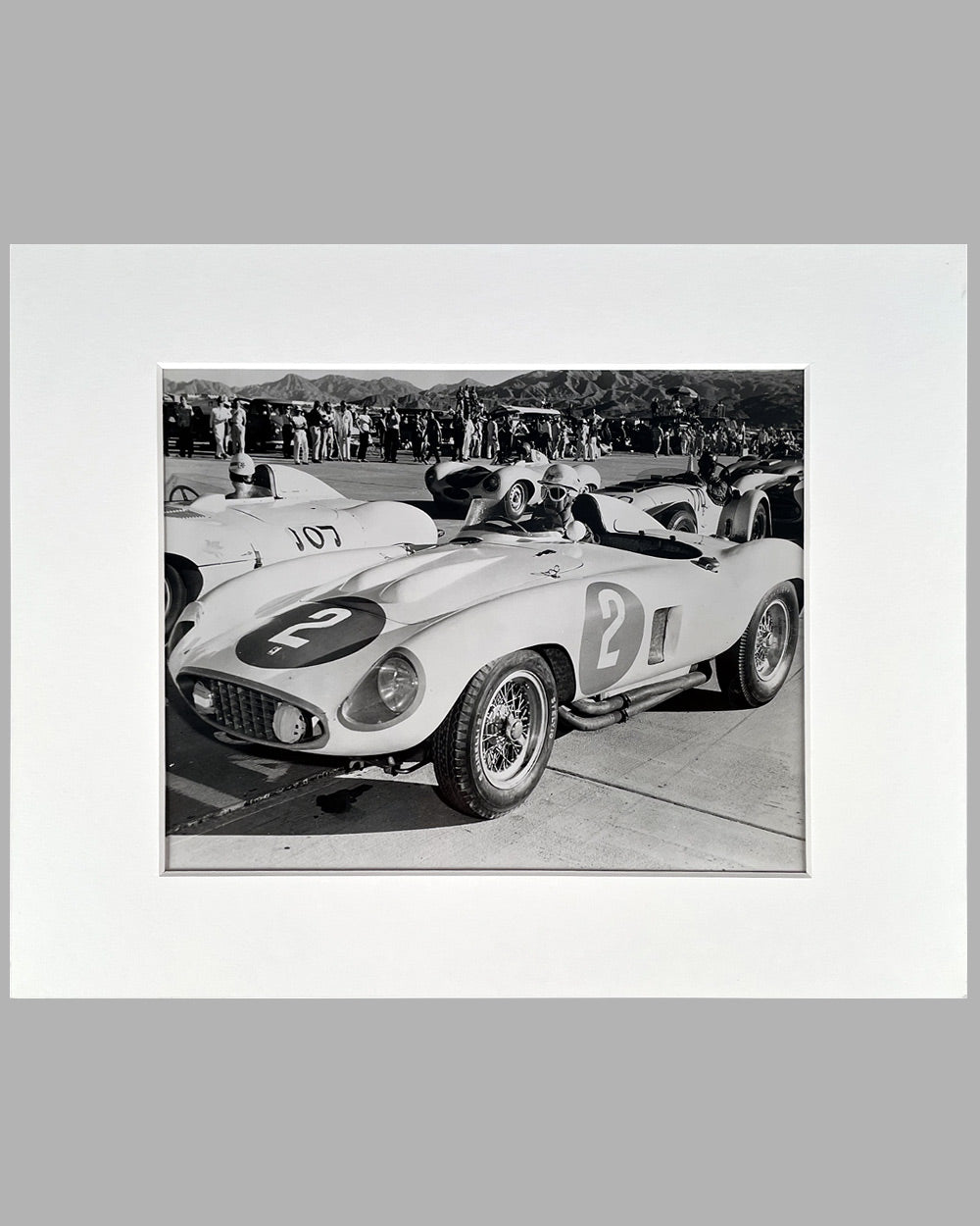 Palm Springs 1956 Road Race b&w photograph of Phil Hill
