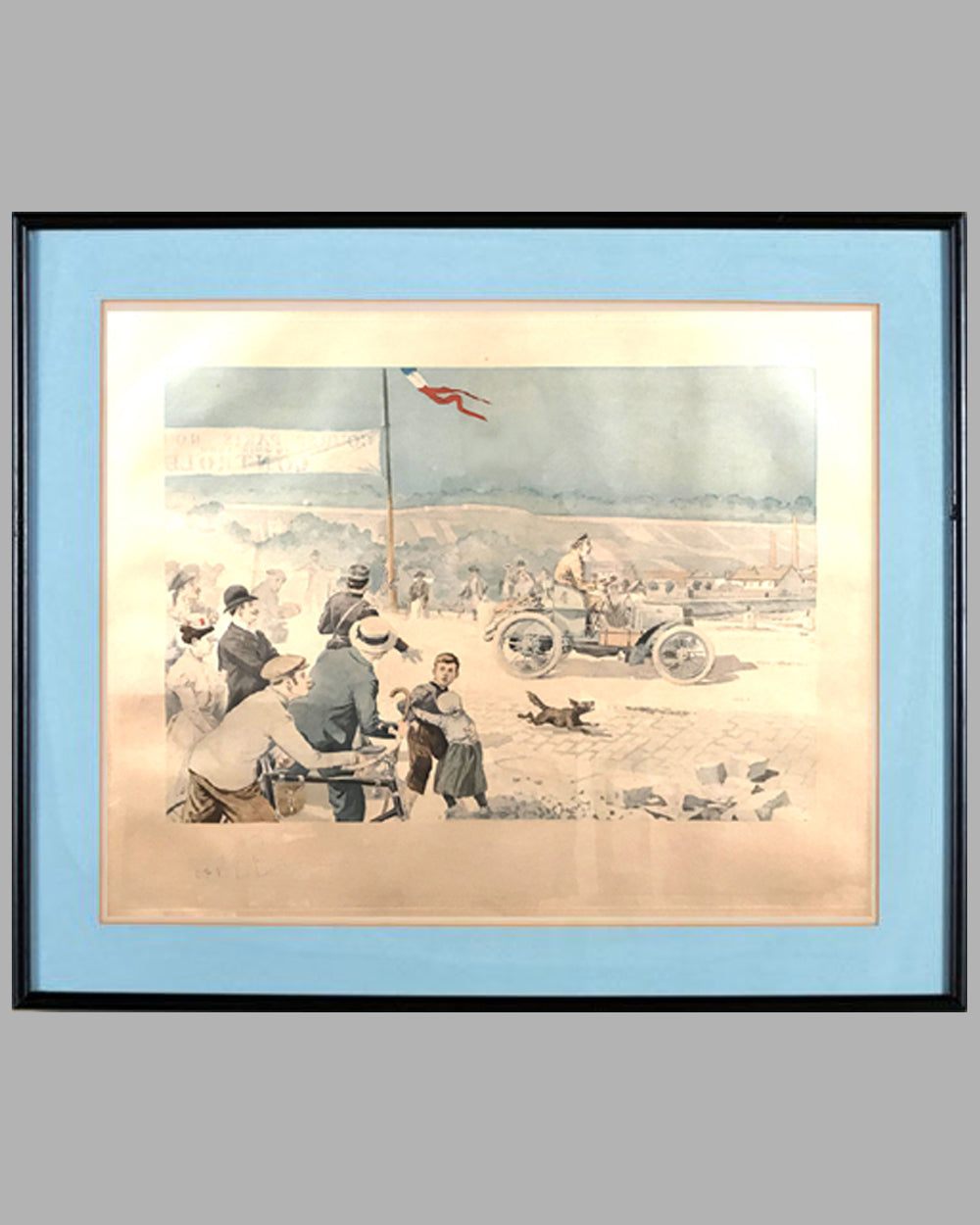 Paris to Rouen race 1900, period print by Eugene Courboin, France