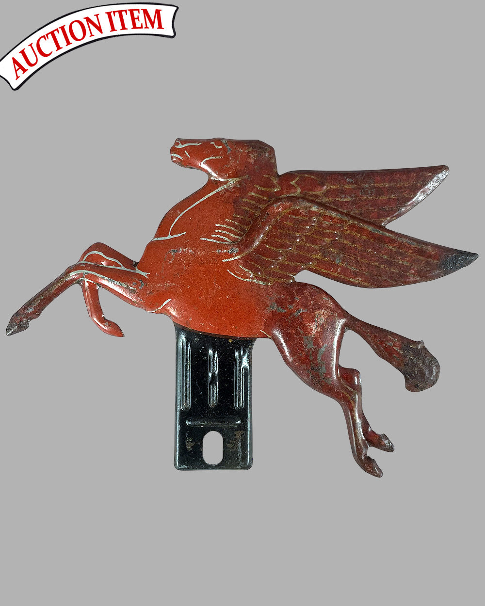 Early Pegasus Mobil Oil license plate topper