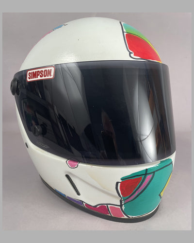 Simpson racing helmet designed and hand painted in acrylic by Peter Max for Herb Fishel 2
