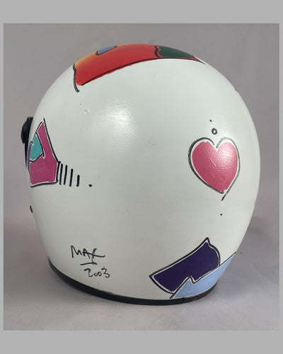 Simpson racing helmet designed and hand painted in acrylic by Peter Max for Herb Fishel 5