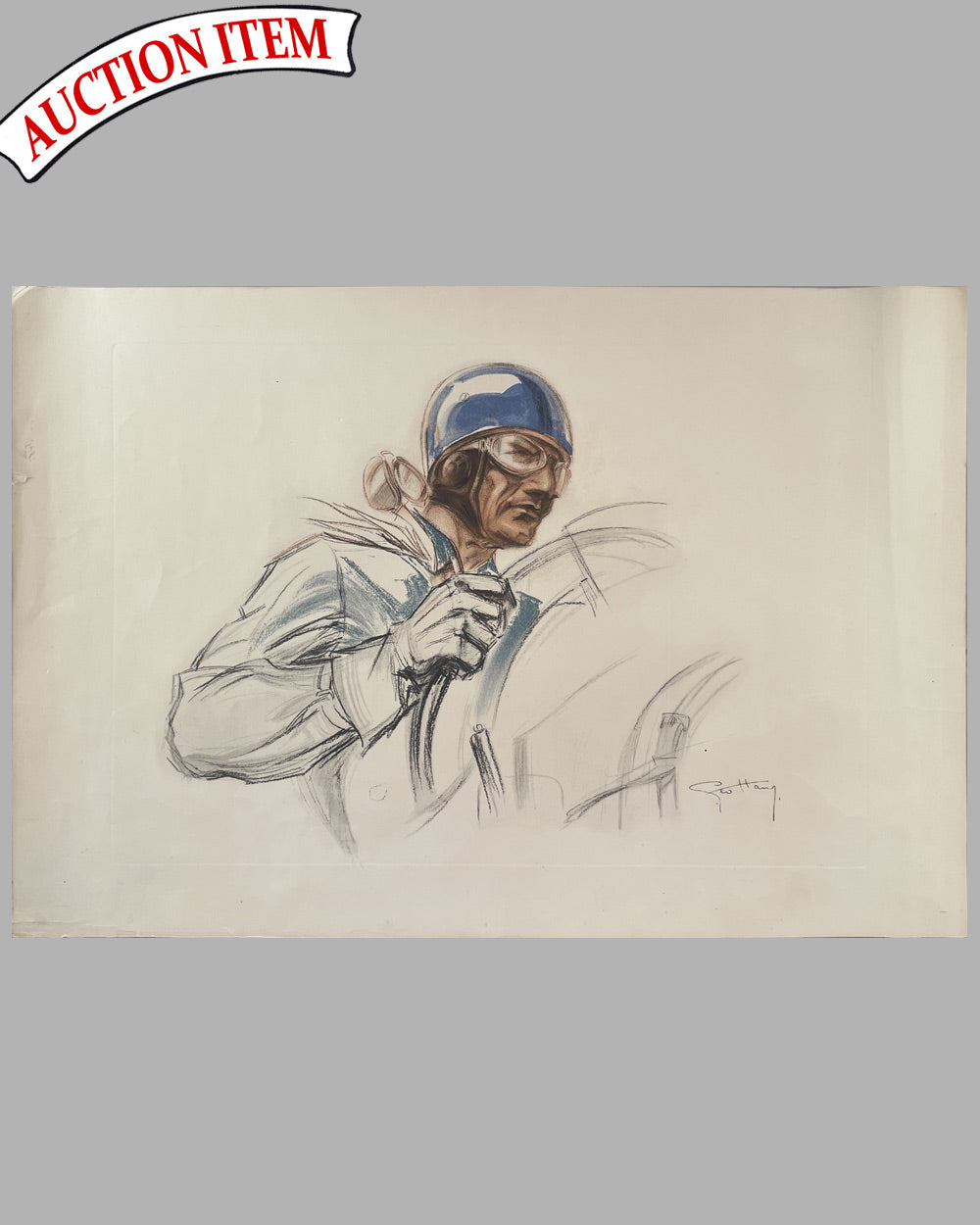 Pilote Bugatti original lithograph by Geo Ham, 1928