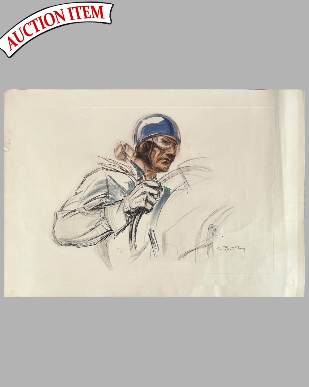 Pilote Bugatti original lithograph by Geo Ham, 1928