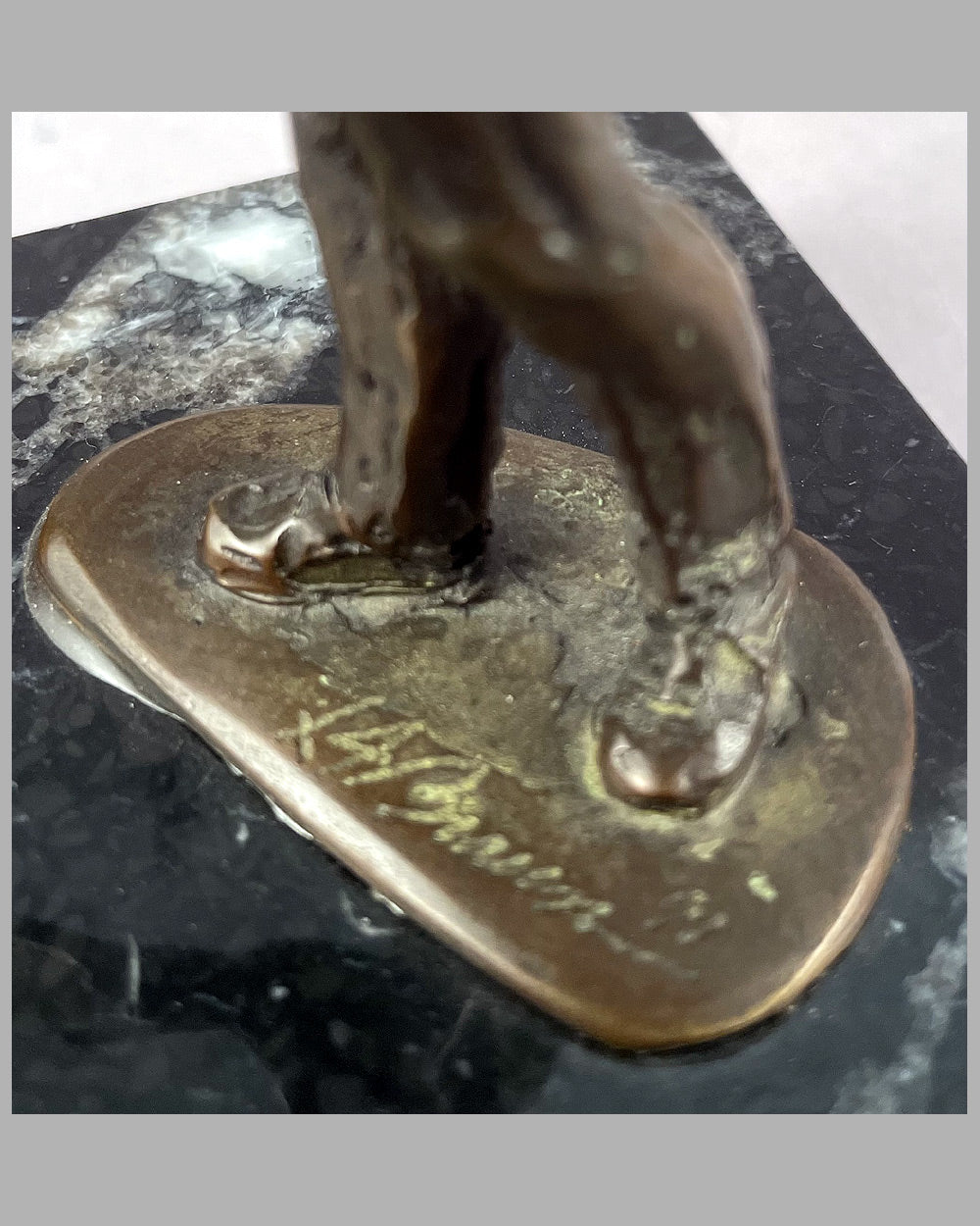 The Pit Board Holder bronze sculpture by Larry Braun, 1991 4