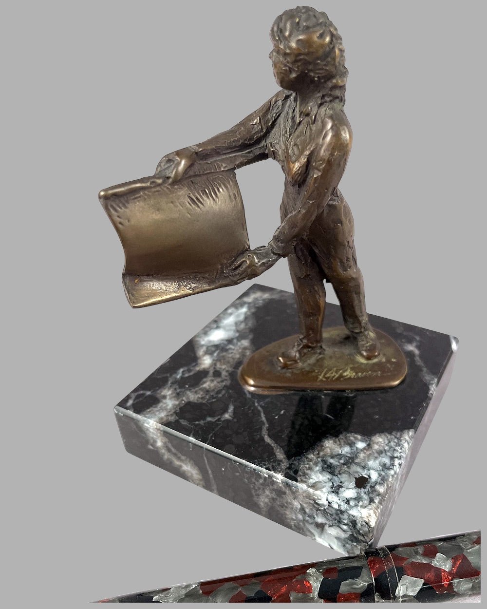 The Pit Board Holder bronze sculpture by Larry Braun, 1991 2