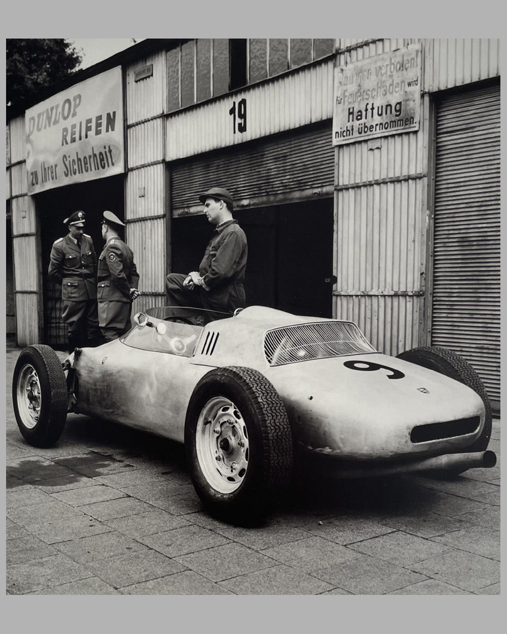 Porsche Formula II experimental b&w photograph by Jesse Alexander 2