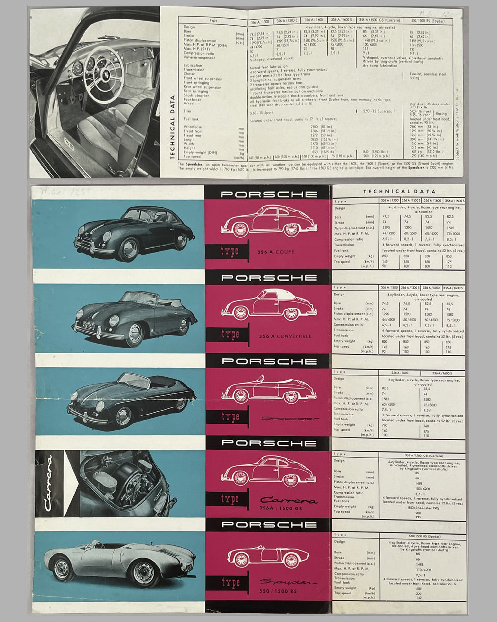 Two Porsche 356A factory sales brochures, 1955-1956 3