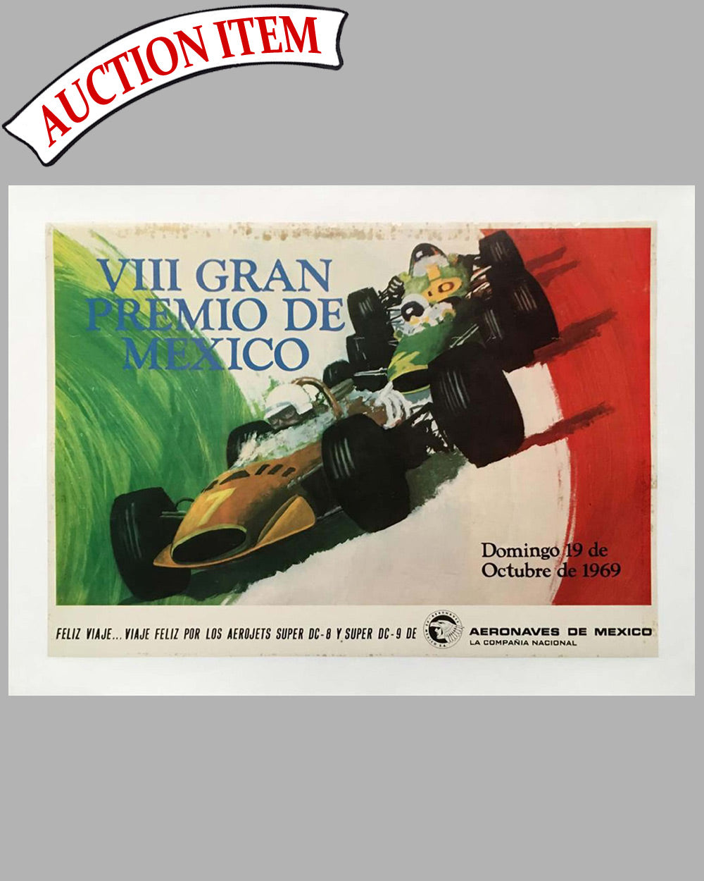 1969 VIII Gran Premio de Mexico Original Poster