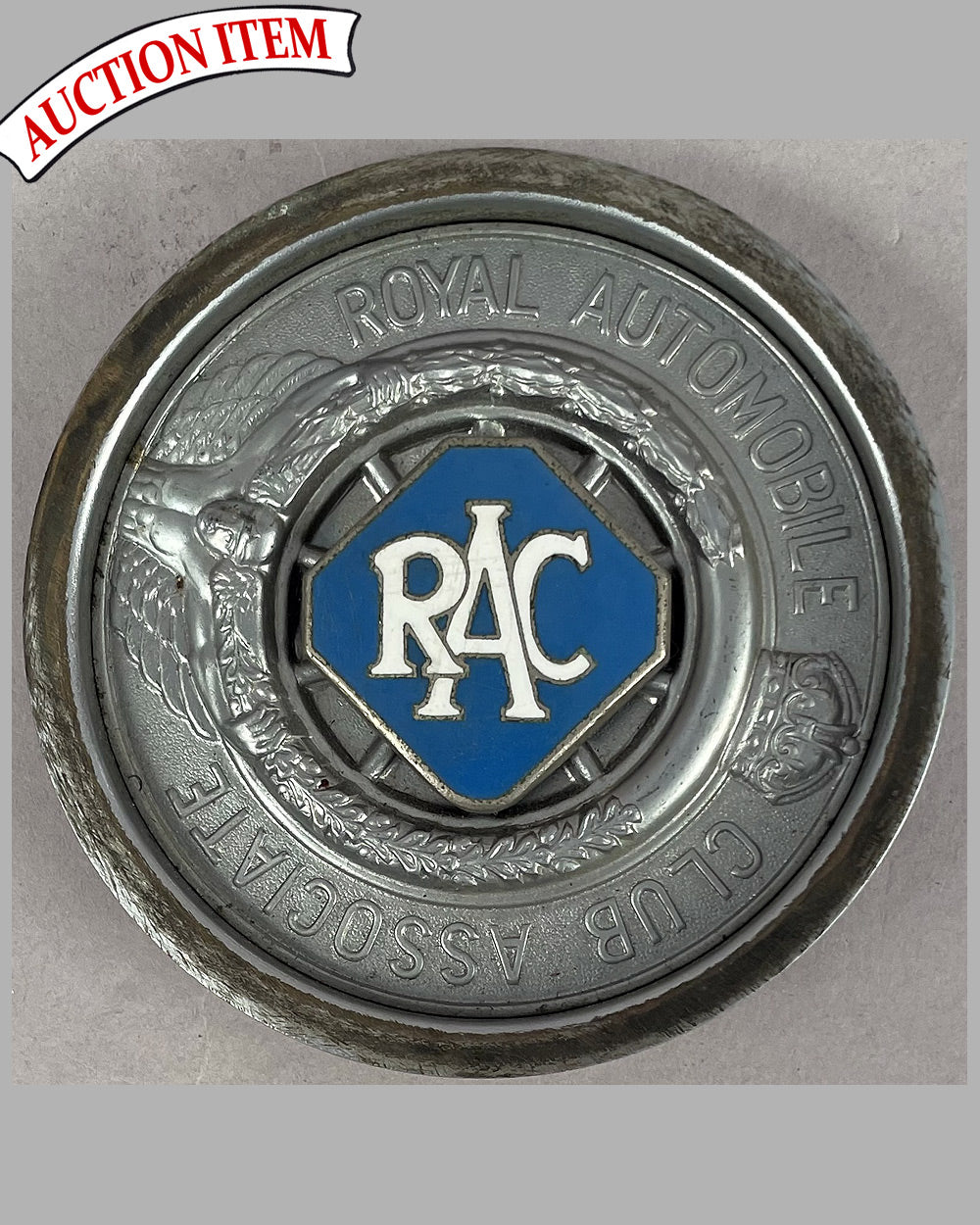 RAC (Royal Automobile Club) windshield badge, 1940’s