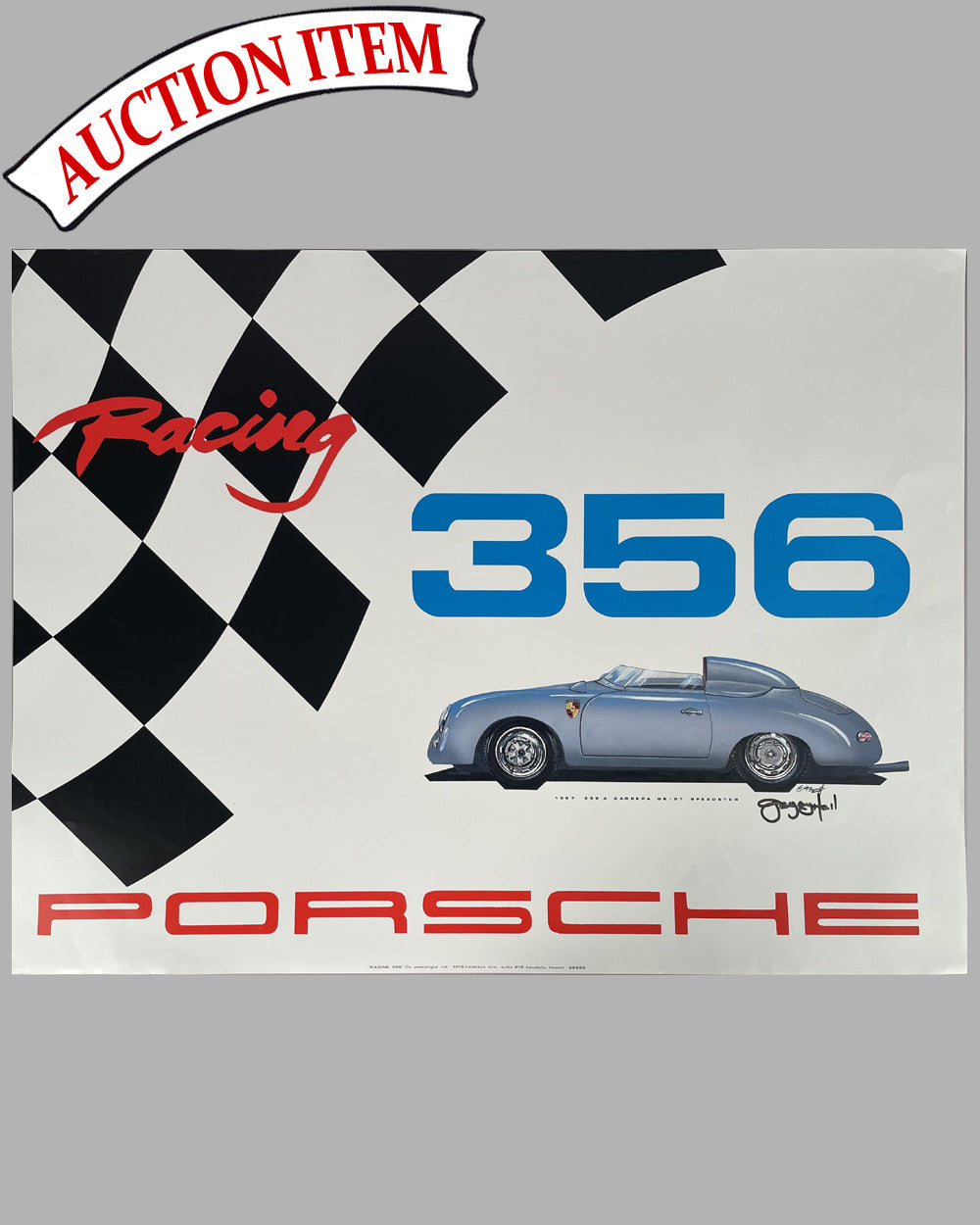 Racing 356 Porsche poster, 1993, signed by the artist