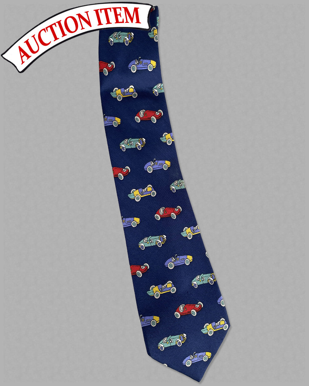 Chanel men’s neck tie with vintage racing car motif