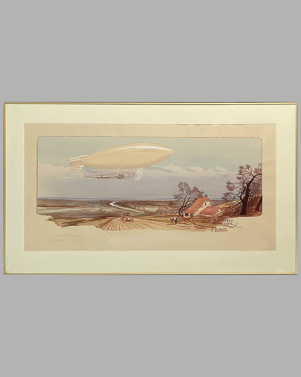 Raid Paris Verdun, hand colored lithograph by Ernest Montaut