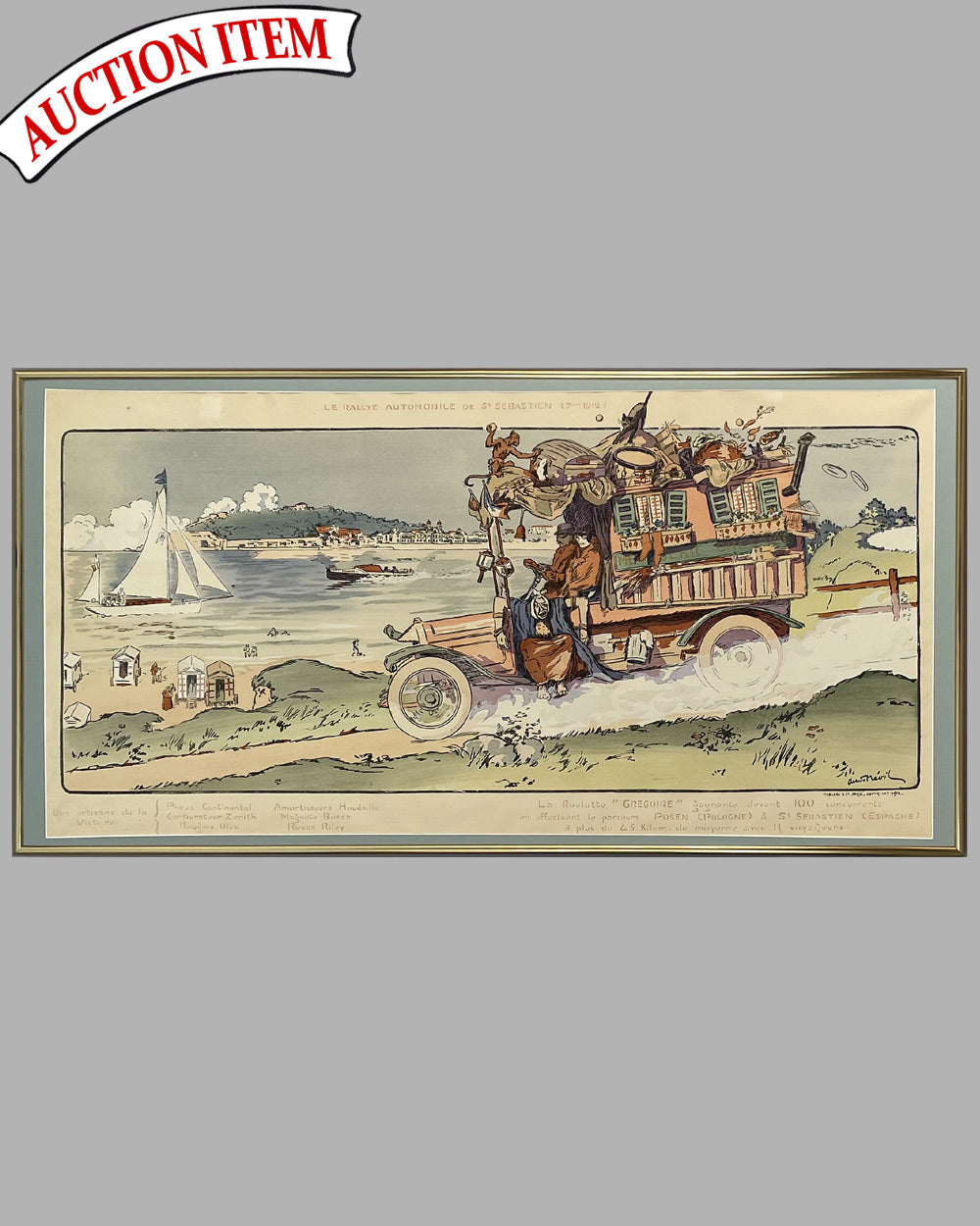 Meeting de Champagne original hand colored lithograph by Gamy (Marguerite Montaut), 1910