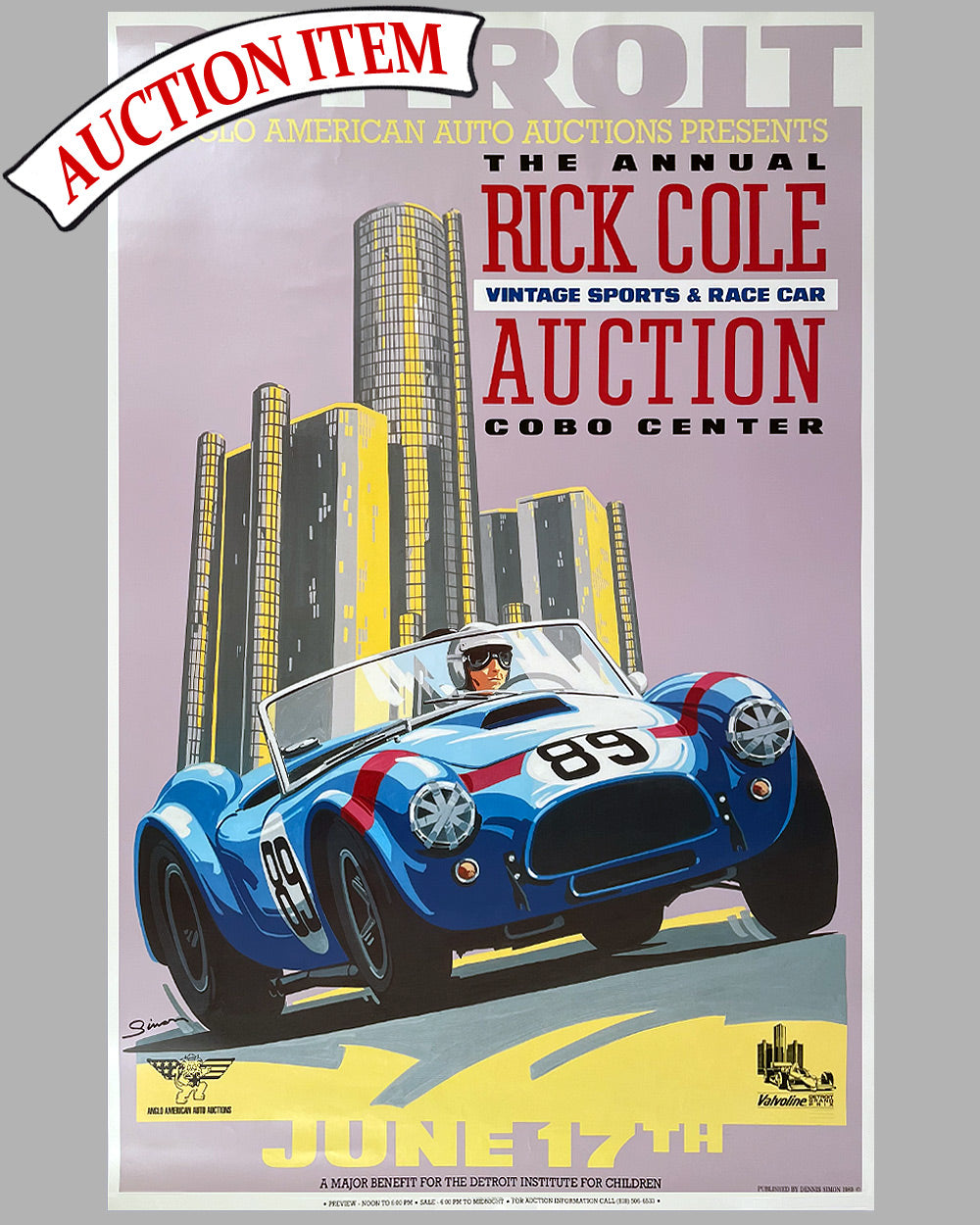 Rick Cole Vintage Sports & Race Cars Auction 1989 poster by Dennis Simon