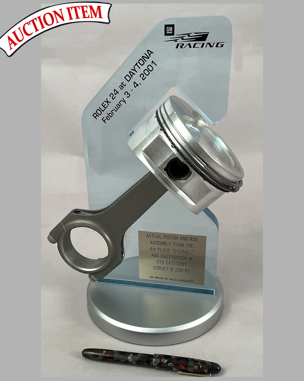 Piston and rod assembly from the Corvette C5R driven at the 24 Hours of Daytona in 2001