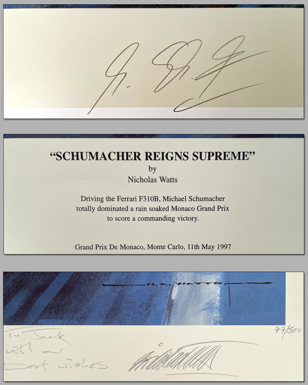 Schumacher Reigns Supreme autographed print by Nicholas Watts 3