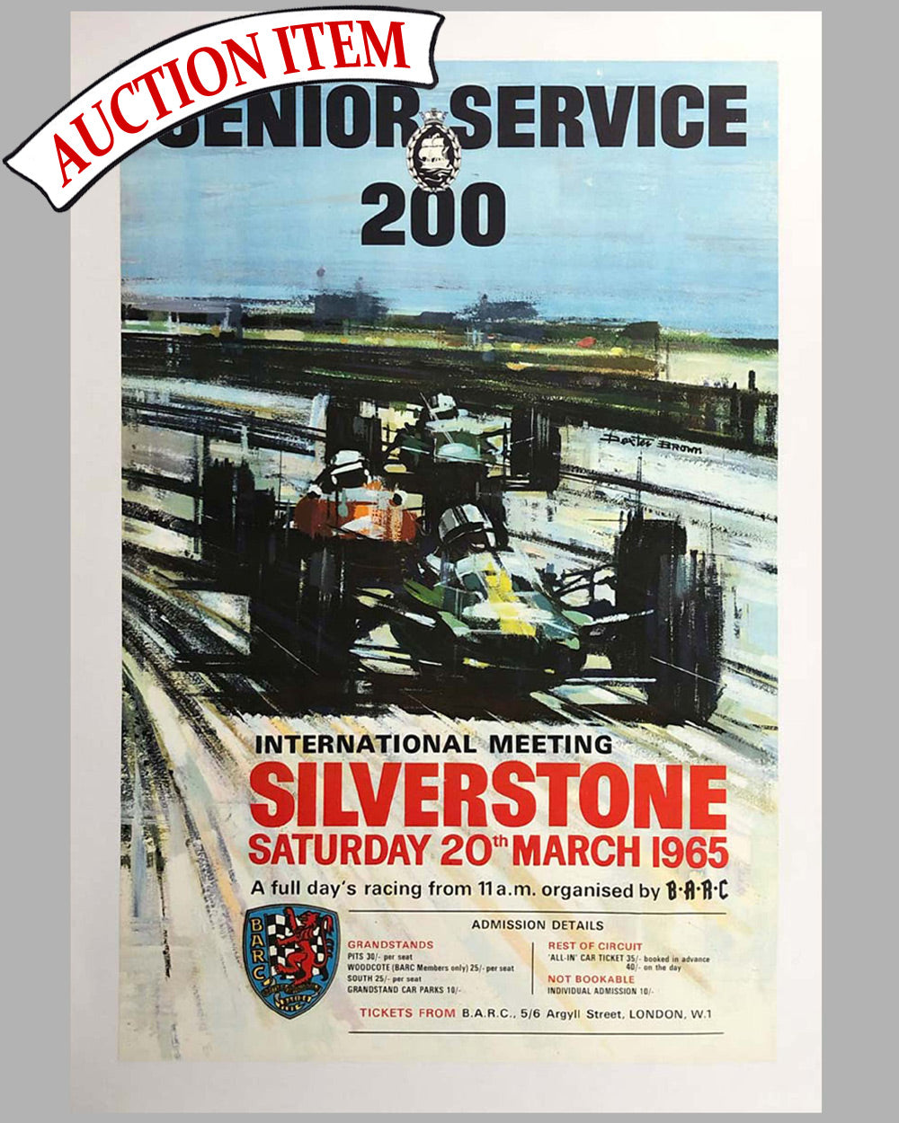 1965 Senior Service 200 at Silverstone original advertising Poster by Dexter Brown