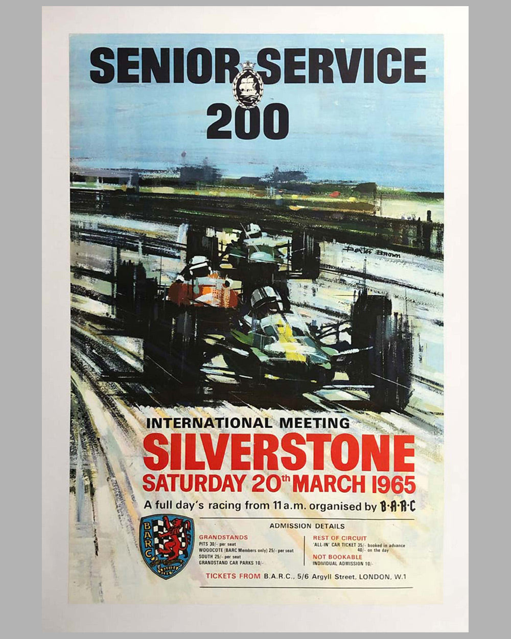 1965 Senior Service 200 at Silverstone original advertising Poster by Dexter Brown