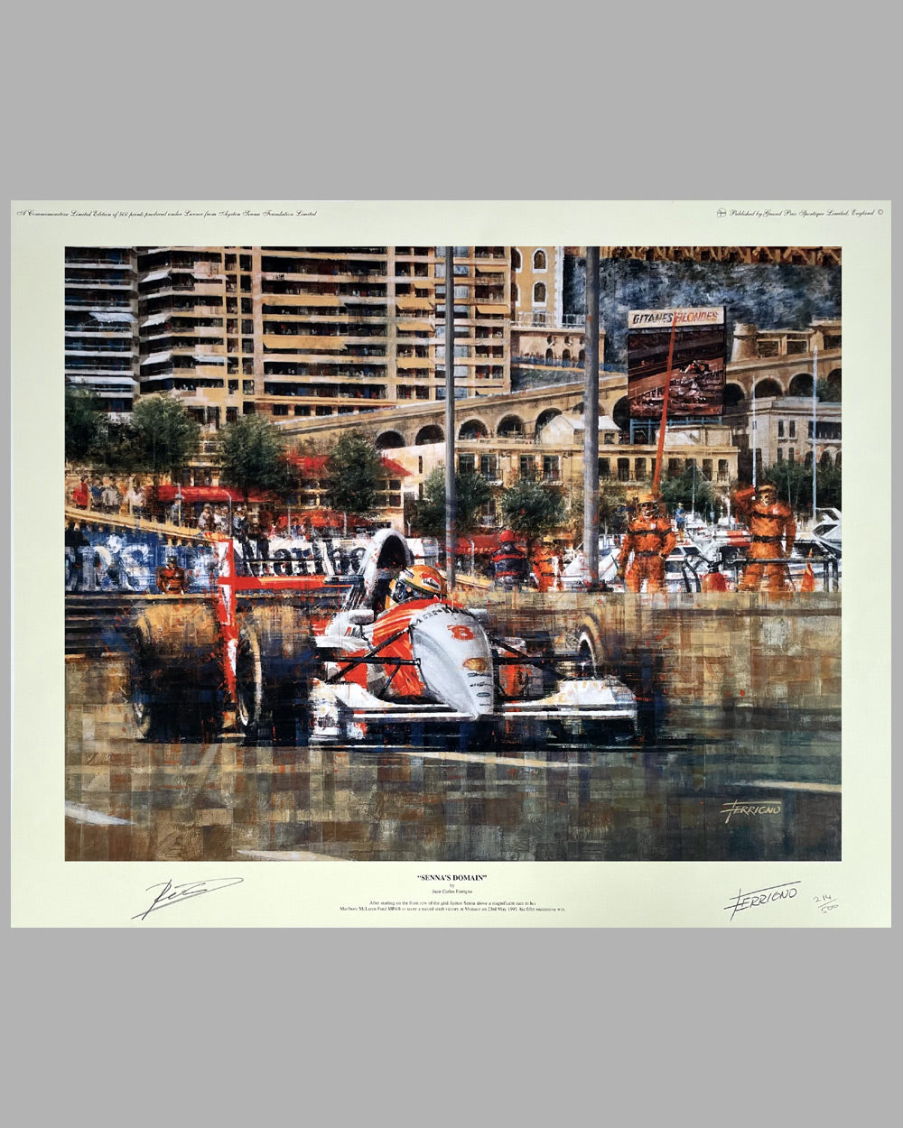 Senna’s Domain print by Juan Carlos Ferrigno, autographed by Peter Warr