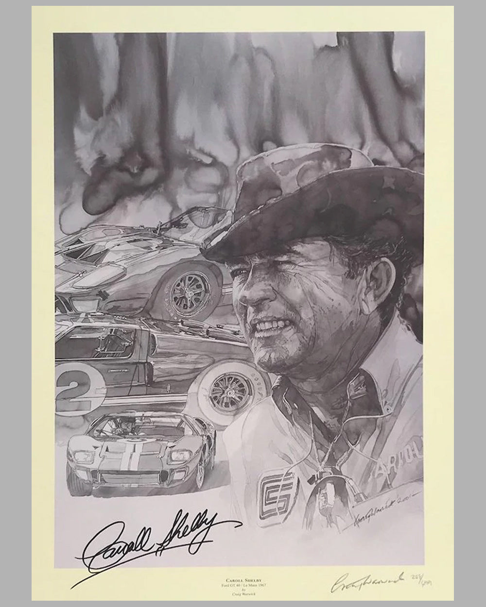 Autographed Carroll Shelby Print by Craig Warwick, 2001