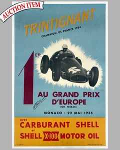 Shell original poster, hand autographed by Trintignant - l'art et