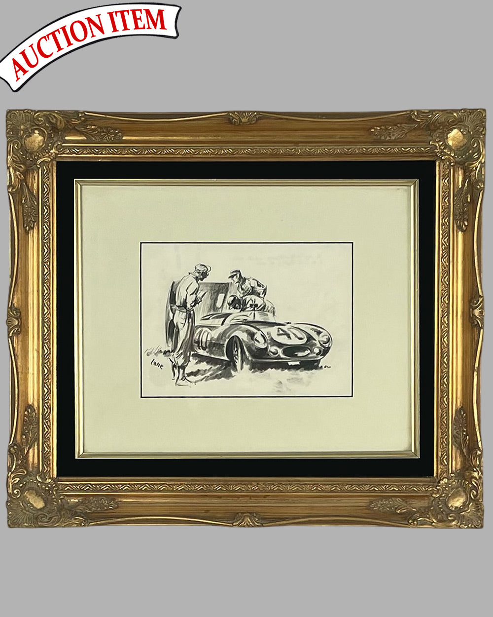 On The Side of The Track charcoal on paper drawing by George Lane