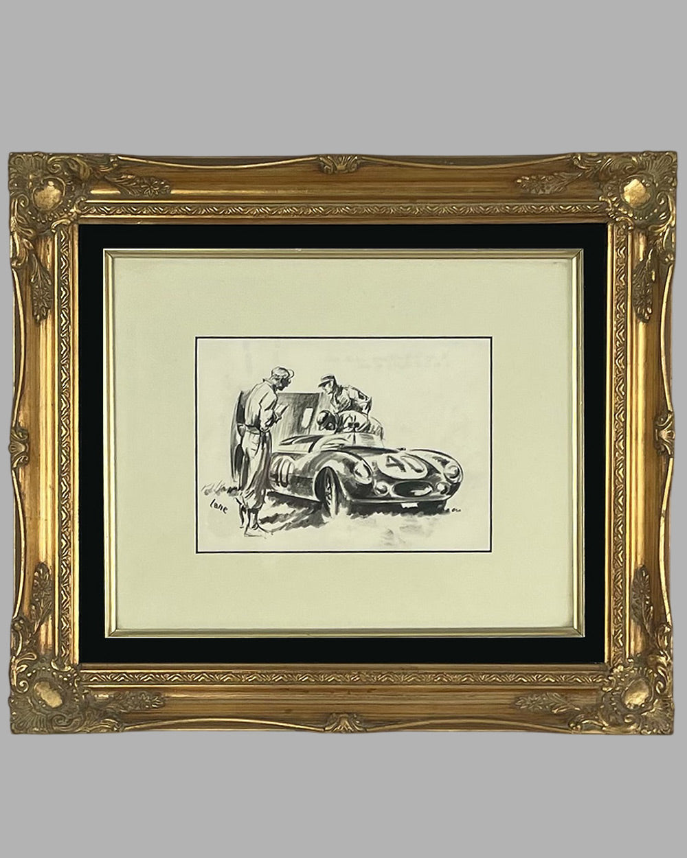 On The Side of The Track charcoal on paper drawing by George Lane