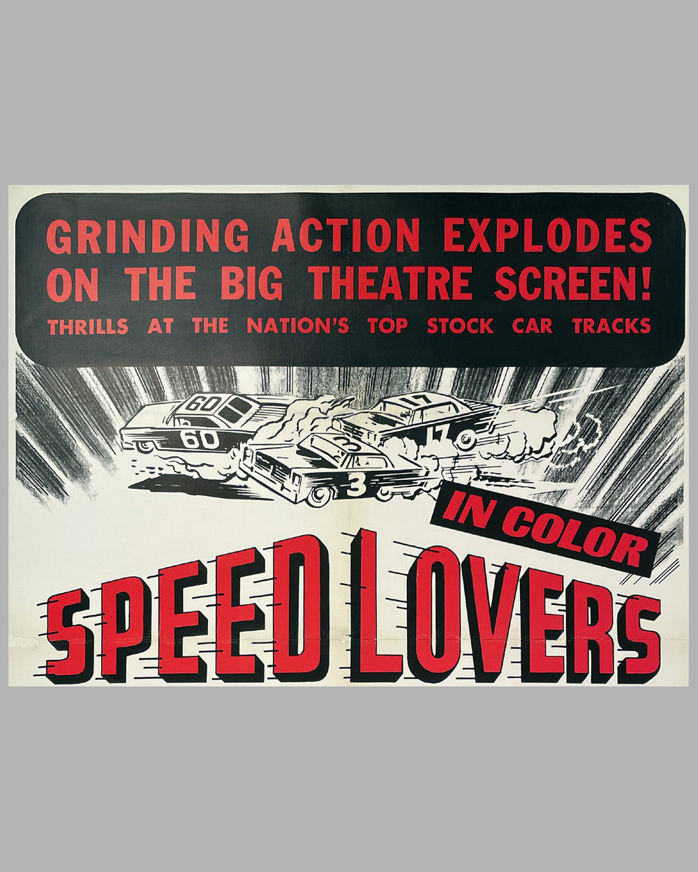 Speed Lovers original movie poster, 1968, starring stock car driver Fred Lorenzen 2