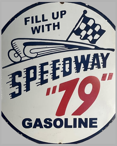 Speedway 79 Gasoline metal sign with enamel finish 2