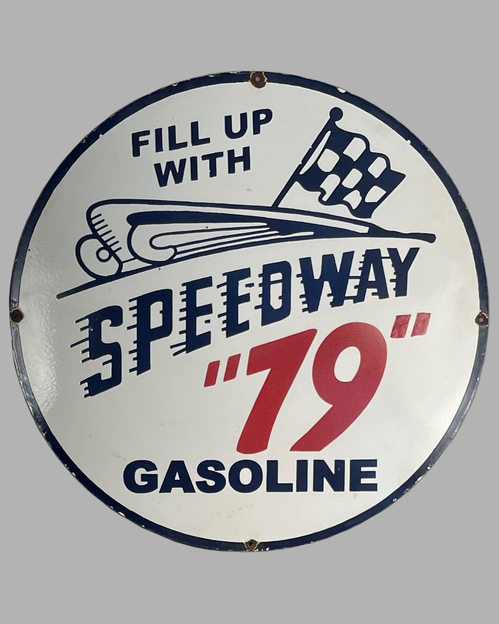 Speedway 79 Gasoline metal sign with enamel finish