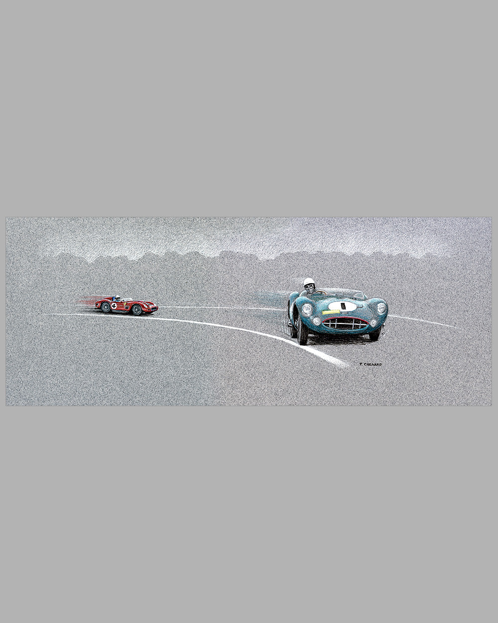 Stirling Performance: Nurburgring 1000 km-1959, prismatic pencils on gray archival stock by Paul Chenard, 2008
