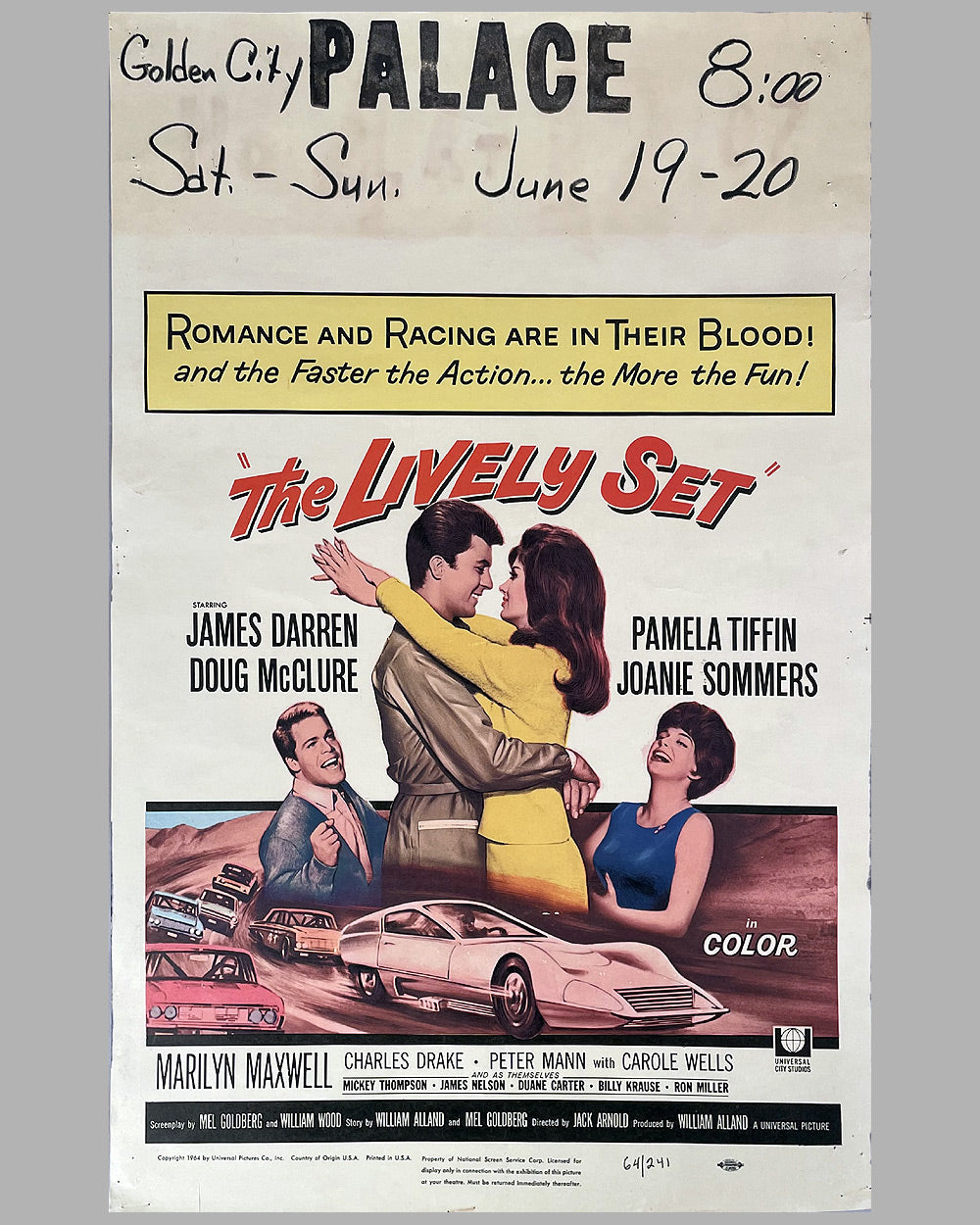 The Lively Set movie poster, 1964, U.S.A., starring James Darren