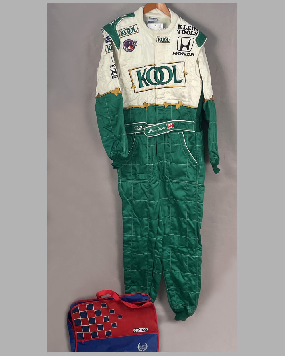 Paul Tracy Sparco racing suit presented to Herb Fishel by Tracy
