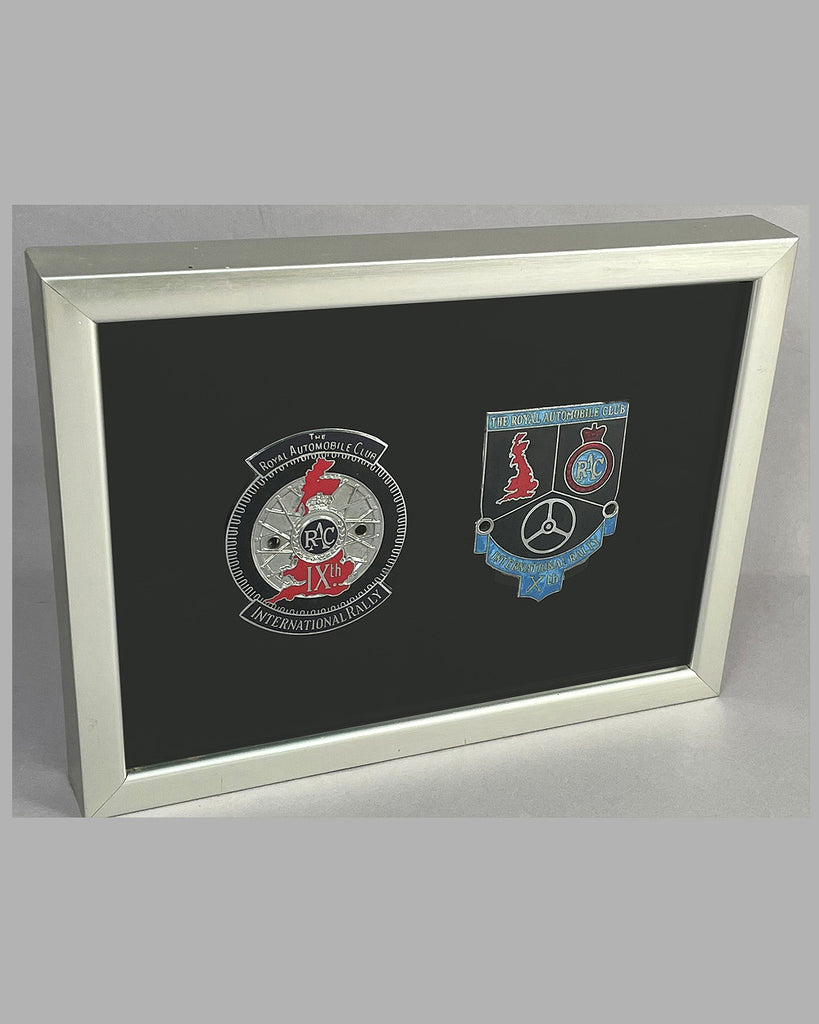 Two RAC (Royal Automobile Club) participant badges for the 1960