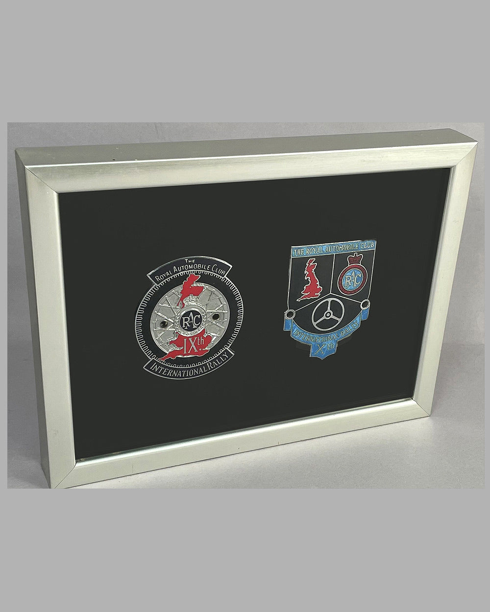 Two RAC (Royal Automobile Club) participant badges for the 1960 &amp; 1961 rallies