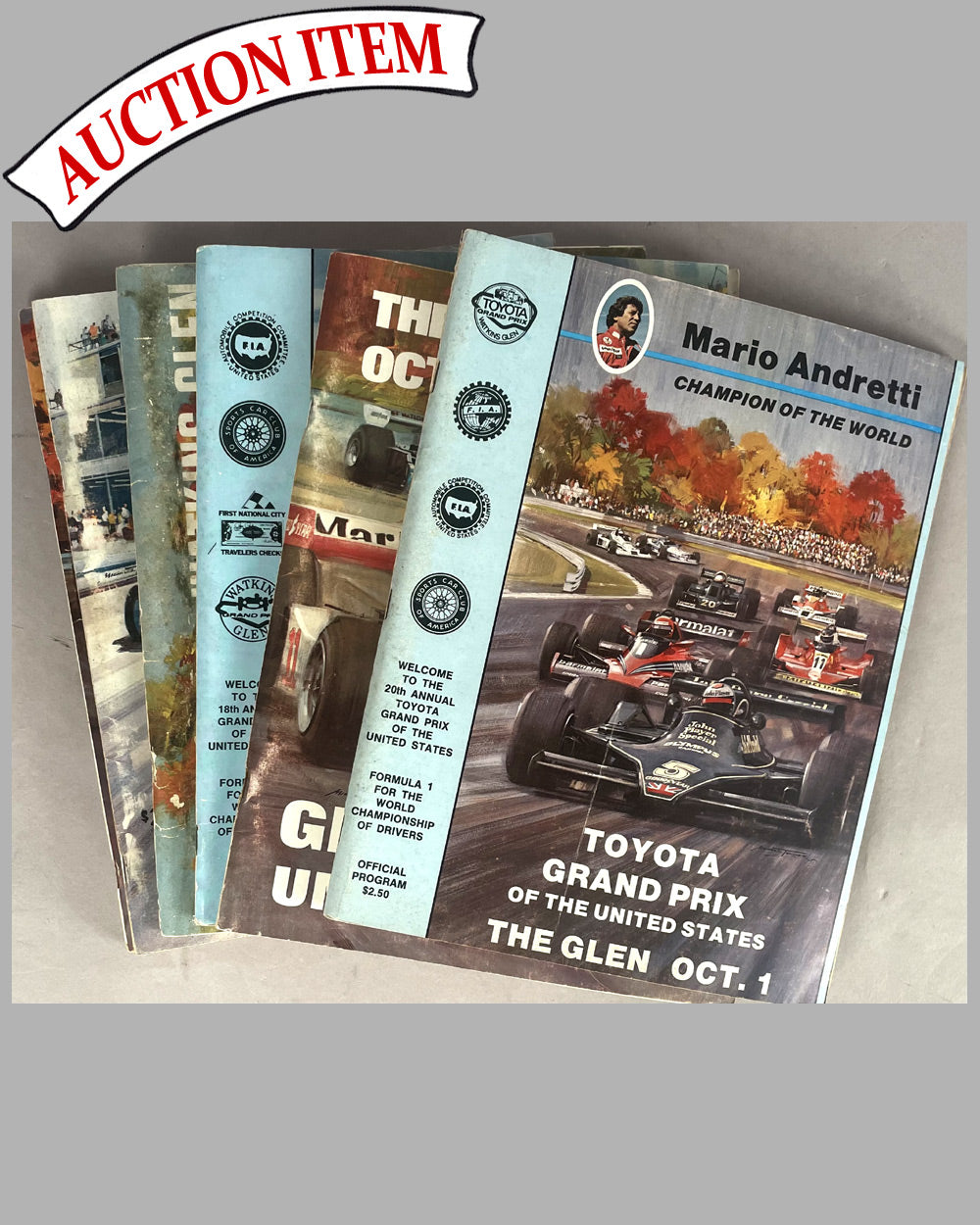 Six Watkins Glen Grand Prix programs - 1971, ’73, ’74, ’75, ’76, and ‘78