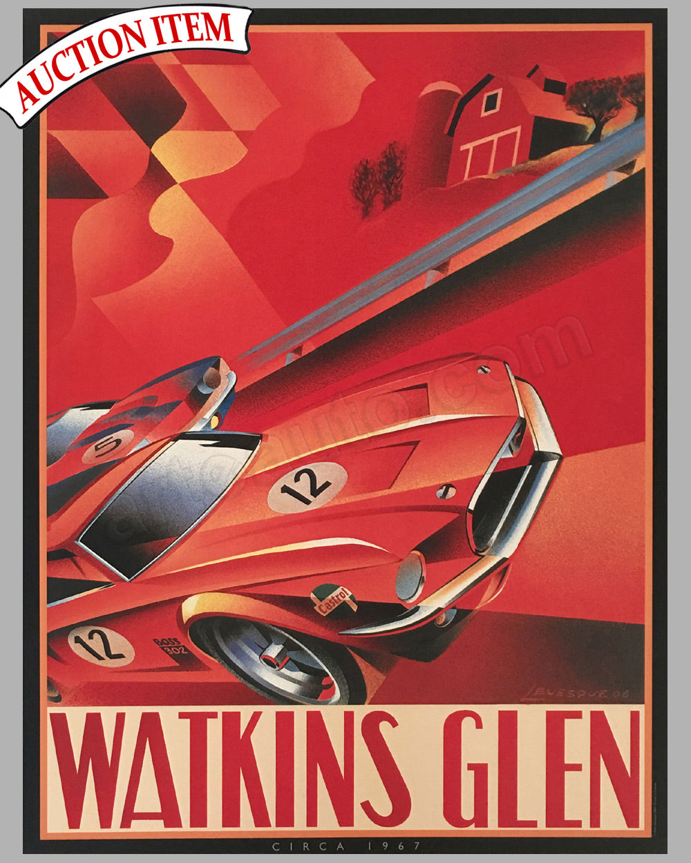 Ca. 1967 Watkins Glen commemorative poster by Alain Levesque, 2006