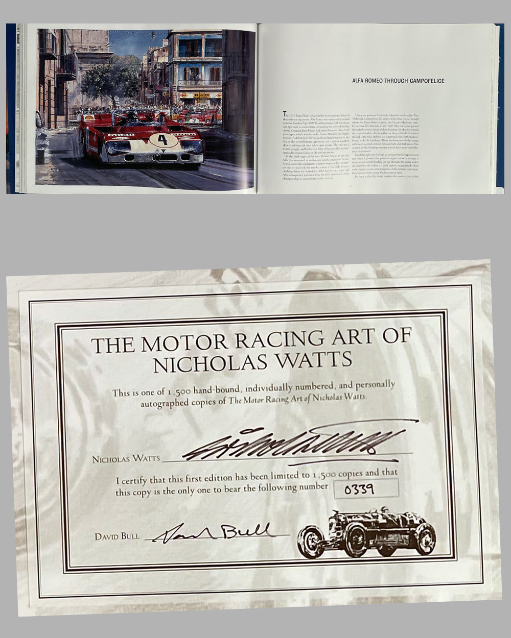 The Motor Racing Art of Nicholas Watts book, 1st edition of 1500, 2000 3