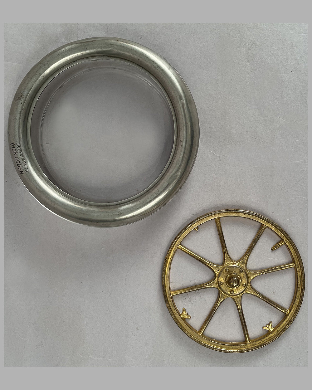 Glass ashtray depicting a wheel and tire 2