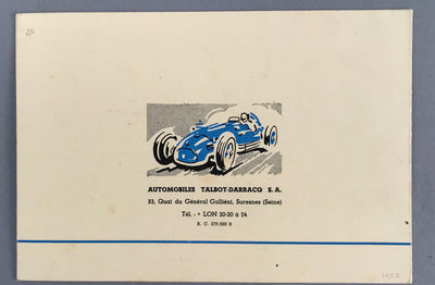 1954 Talbot sales folder