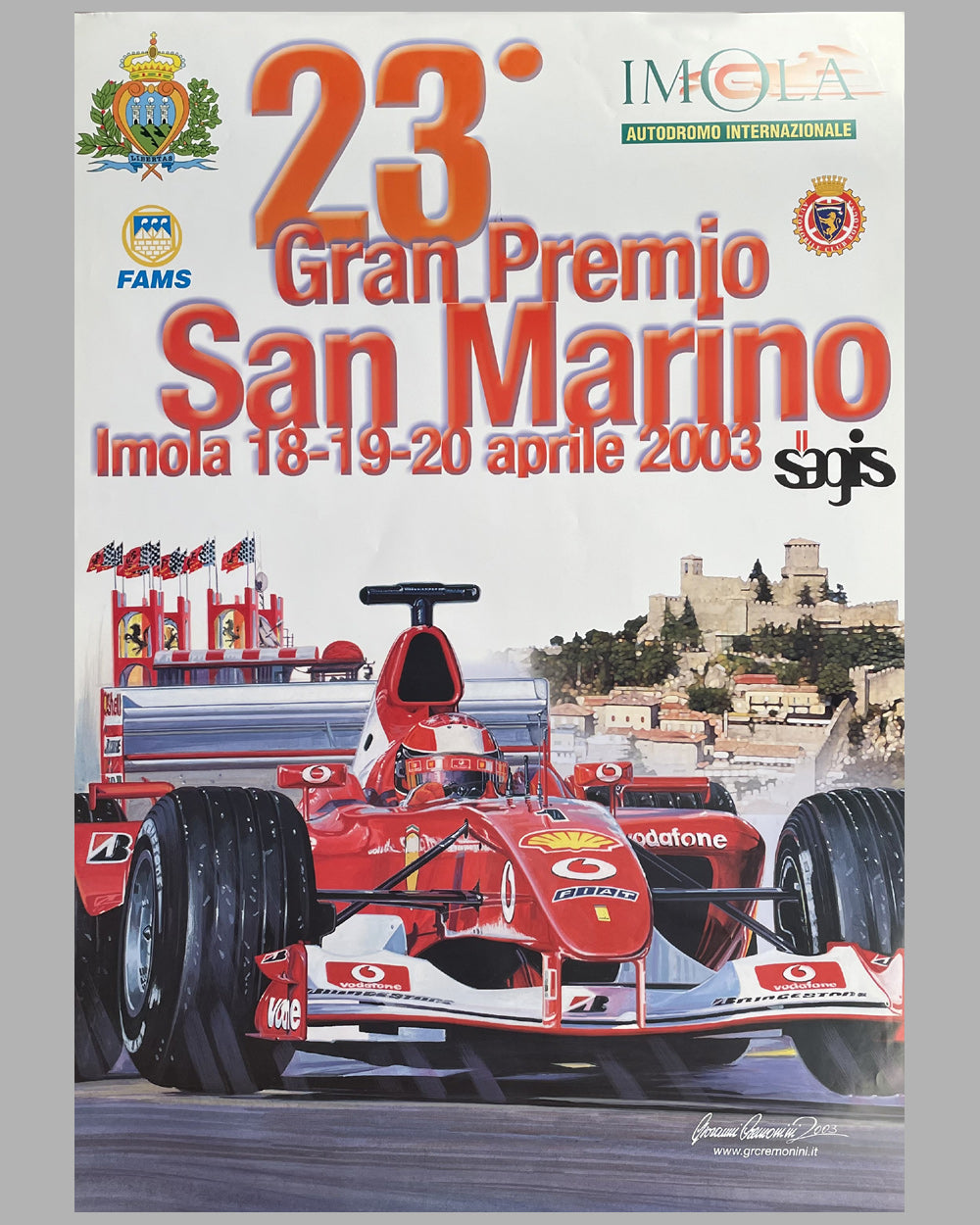 2003 Grand Prix of San Marino original poster by Giovanni Cremonini