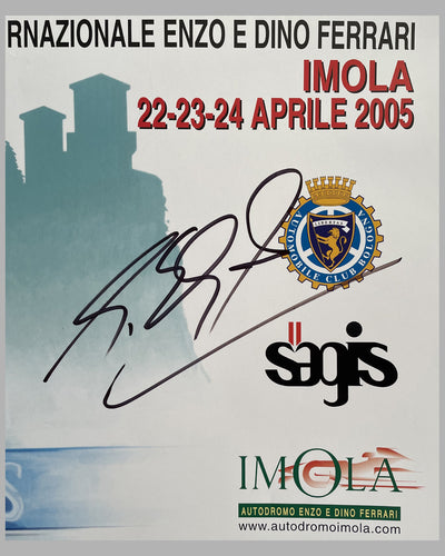 2005 G.P. of Imola official poster, hand autographed by Michael Schumacher 2