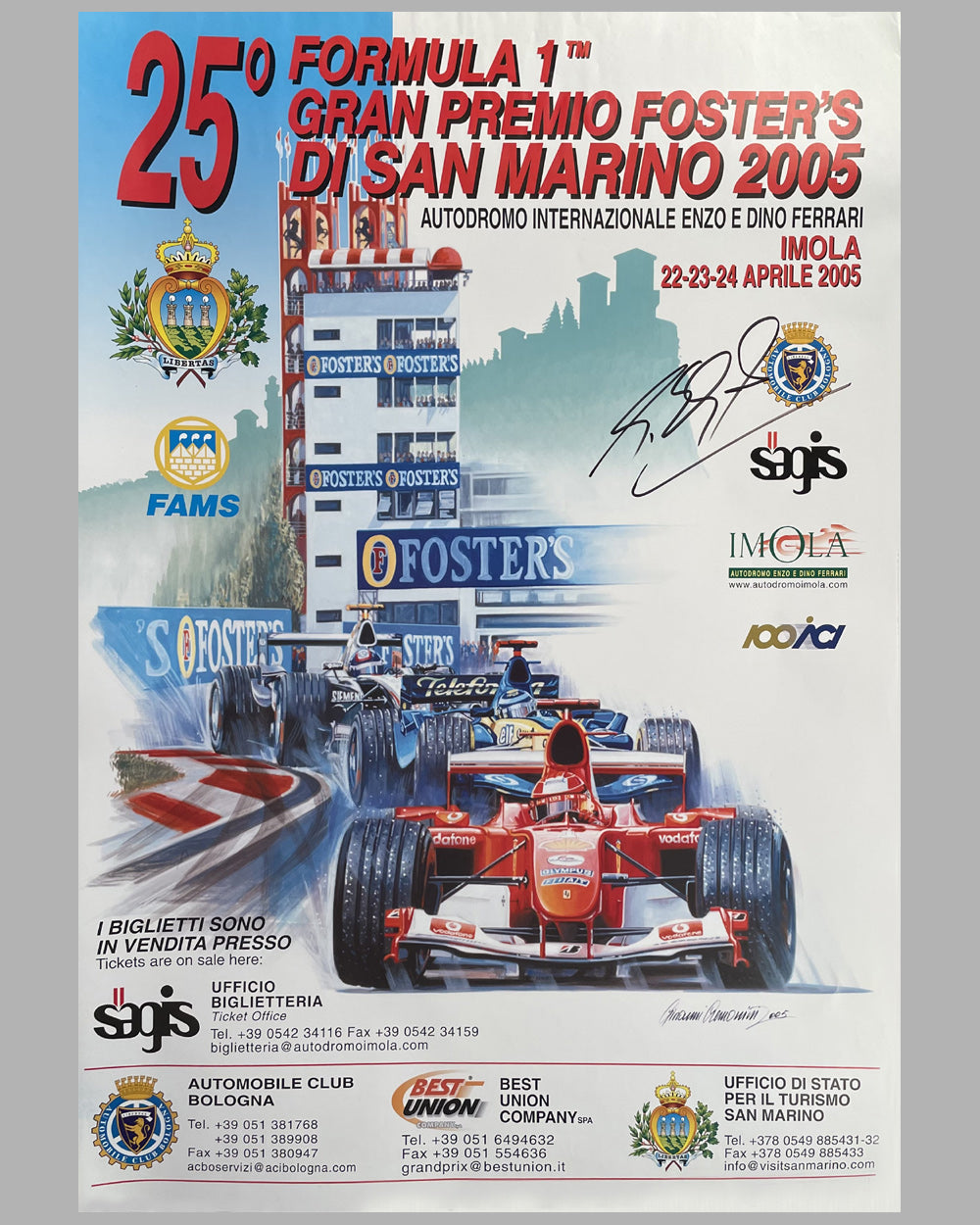 2005 G.P. of Imola official poster, autographed