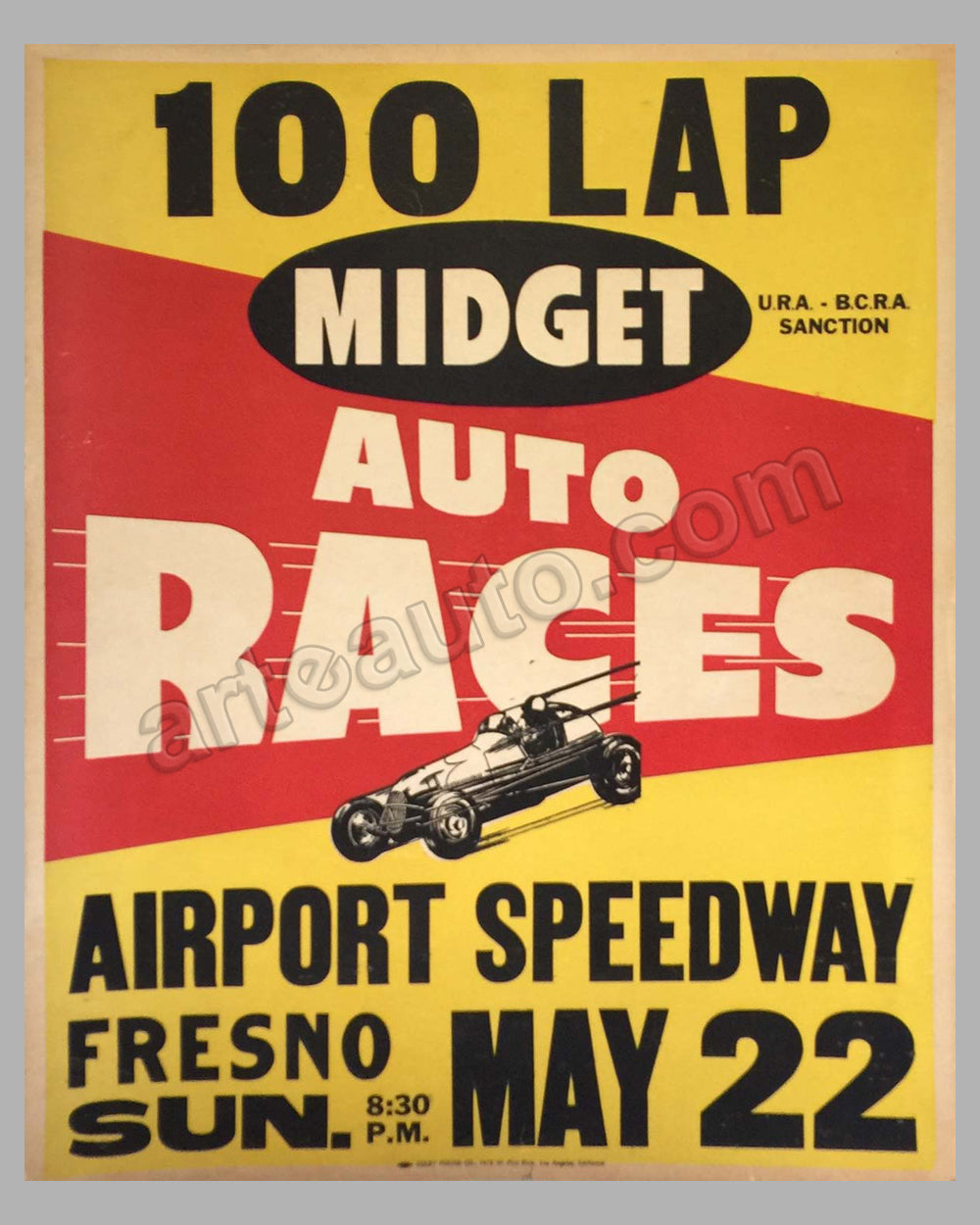 100 lap Midget Auto races event poster, 1950&#39;s