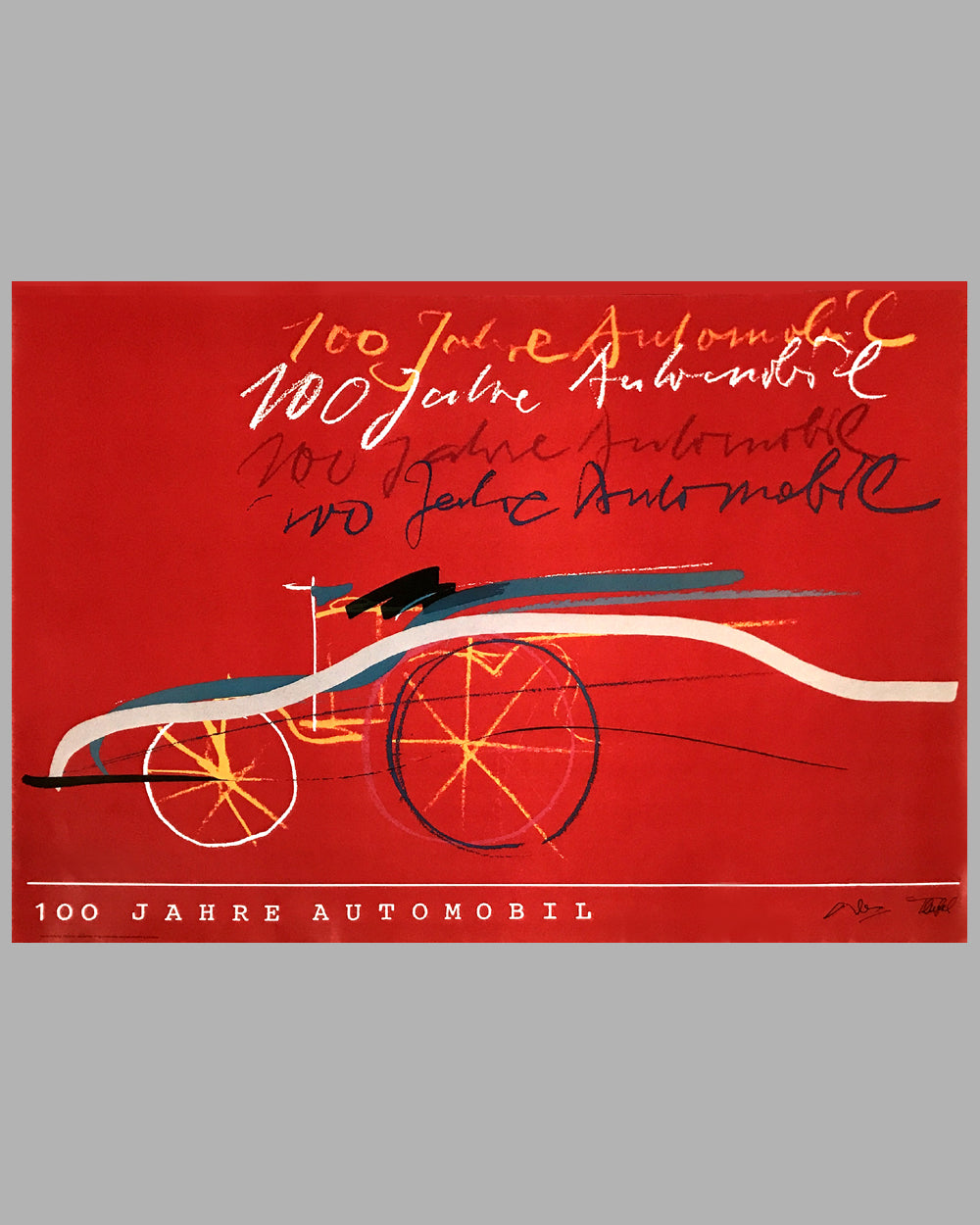 100 Jahre Automobil commemorative poster by Alfred Benz and Rolf Teufel