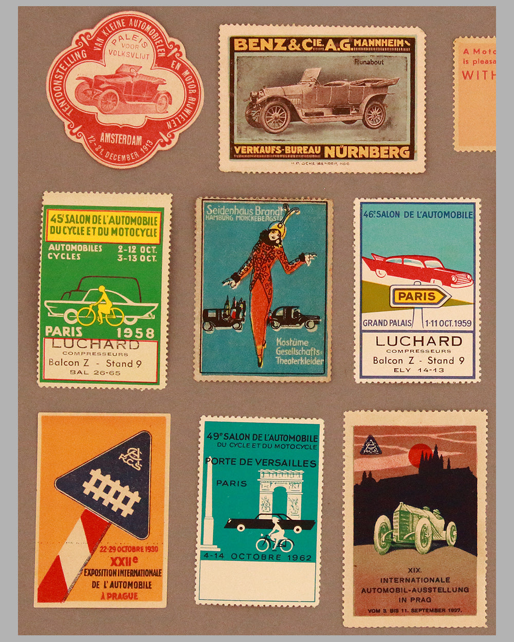 19 Automotive poster stamps from around the world - 1910’s to 1960’s