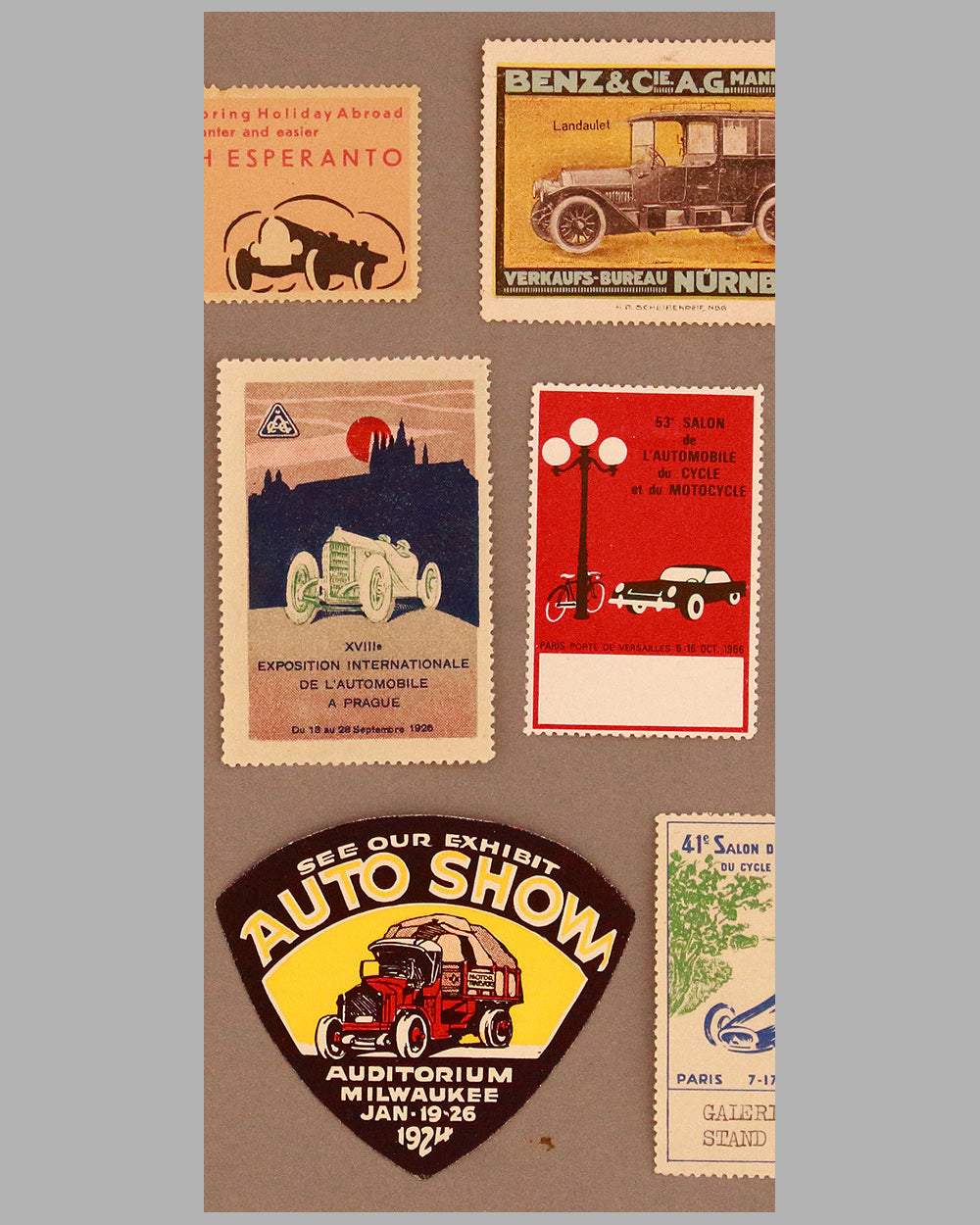 19 Automotive poster stamps from around the world - 1910’s to 1960’s