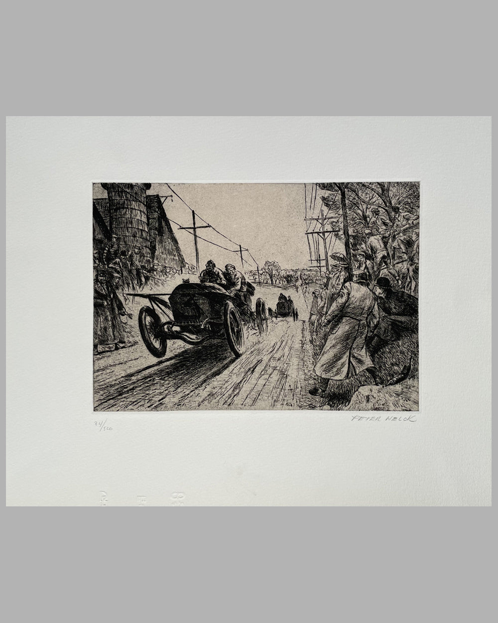 1906 Vanderbilt cup race etching by Peter Helck