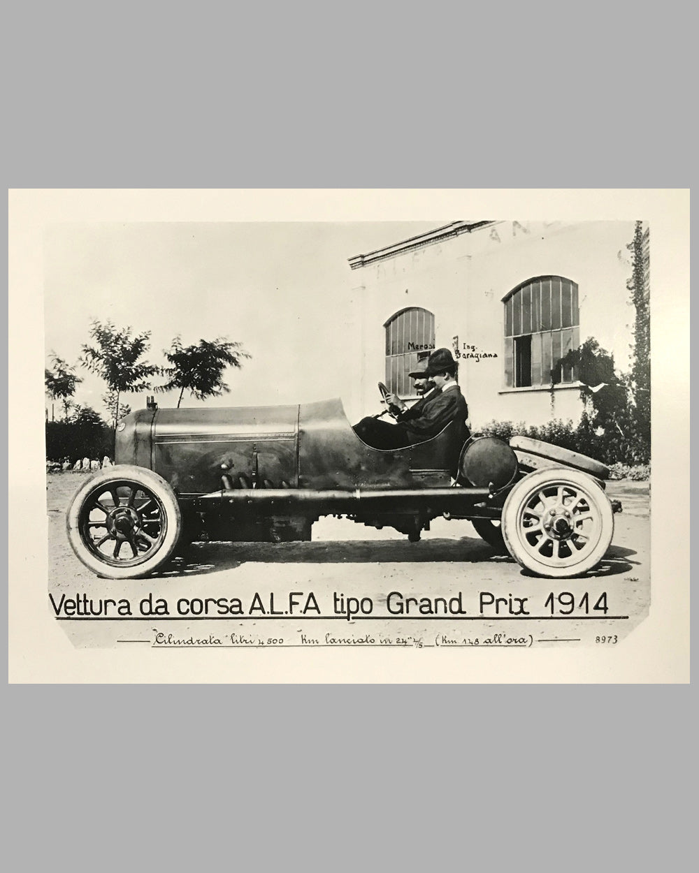 1914  Vettura da corsa ALFA tipo Grand Prix b&amp;w photographic print