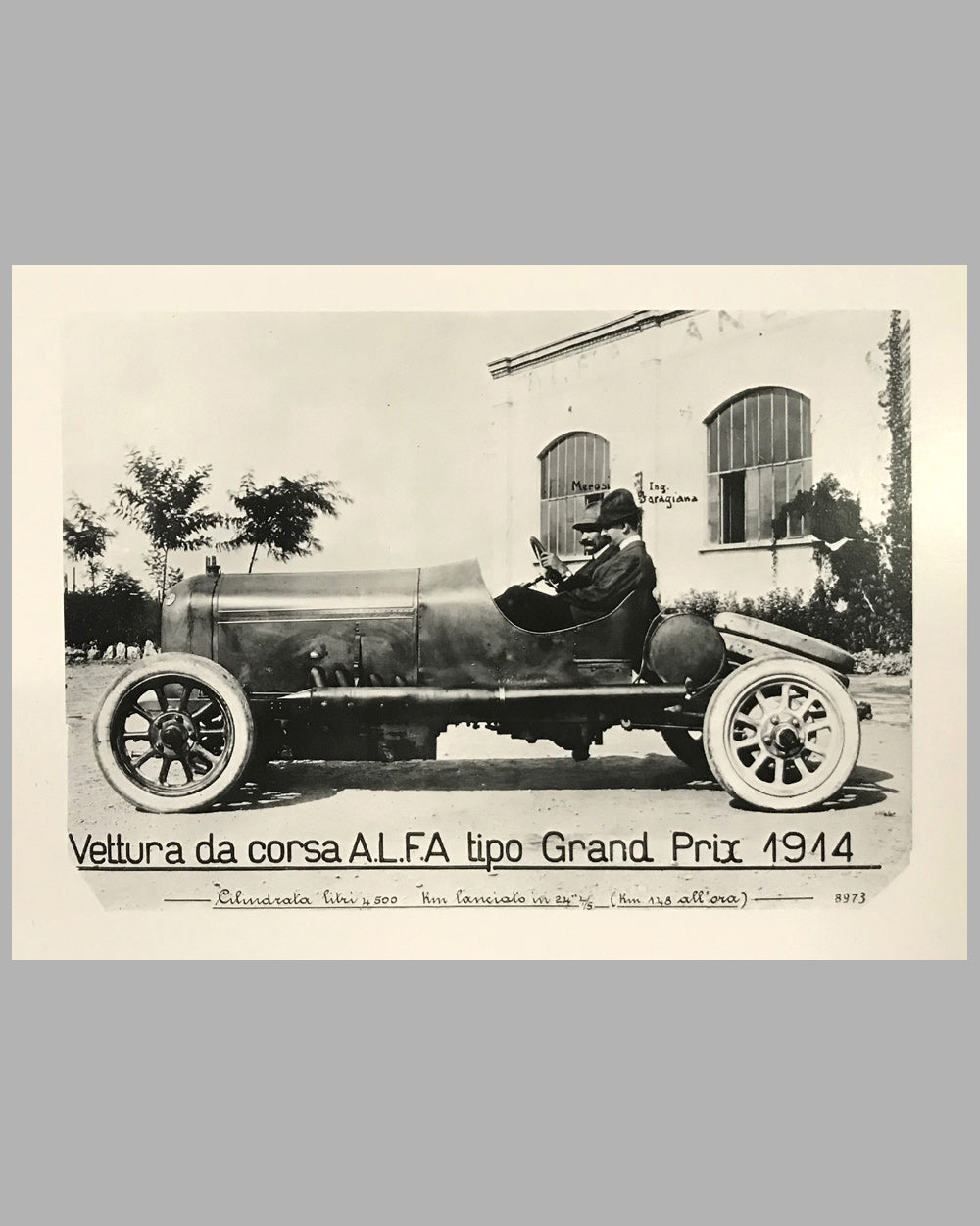 1914  Vettura da corsa ALFA tipo Grand Prix b&w photographic print